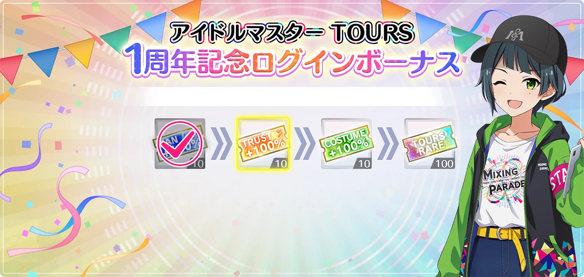 1周年記念ログインボーナス イメージ画像です