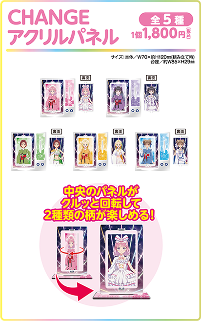 CHANGEアクリルスタンド 全5種 1個1,800円(税込)