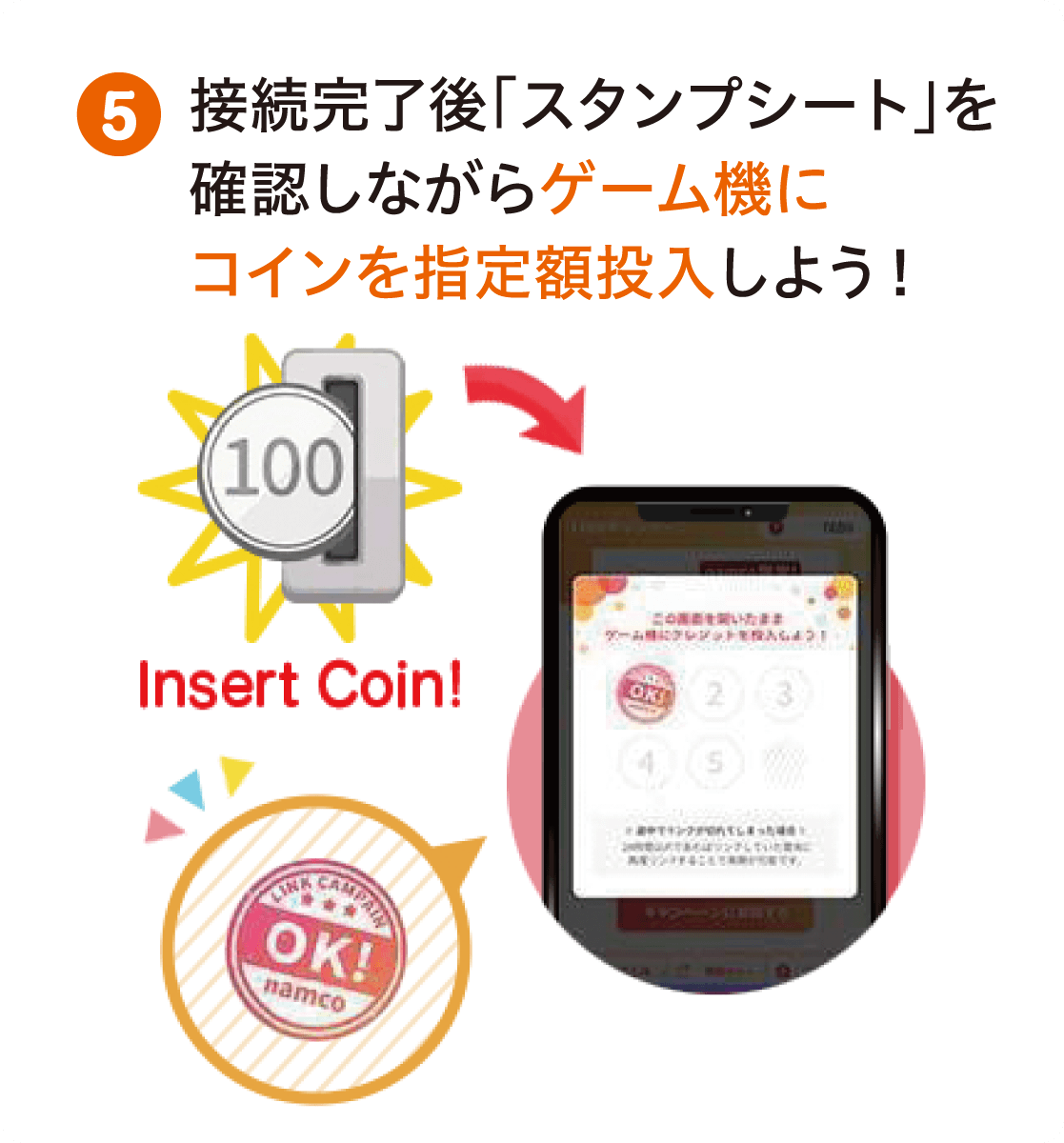 接続完了後、画面を確認しながらゲーム機にコインを指定枚数投入しよう！