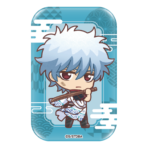 ①スクエア缶バッジ（ミニキャラデザイン） 坂田銀時