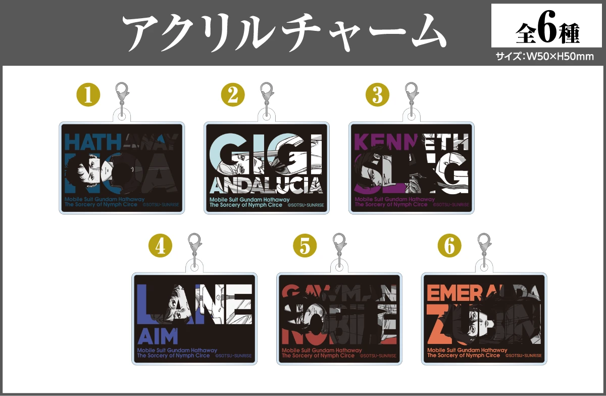 【A賞】アクリルチャーム[全6種]、サイズ：W50mm×H50mm