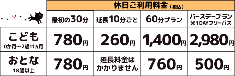 休日料金表